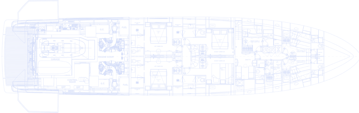 Lower deck plan, bow to the right